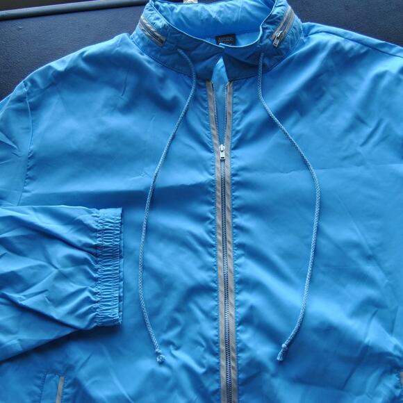 Banana Republic Large Blue Raincoat w/ Hide Away Hood - Picture 2 of 7